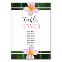 Pink Frangipani Plumeria Wedding Guest Names