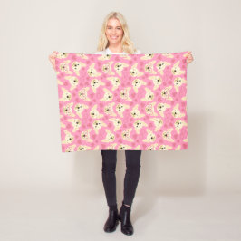 Pink French Bulldog Liebe Pattern Fleecedecke