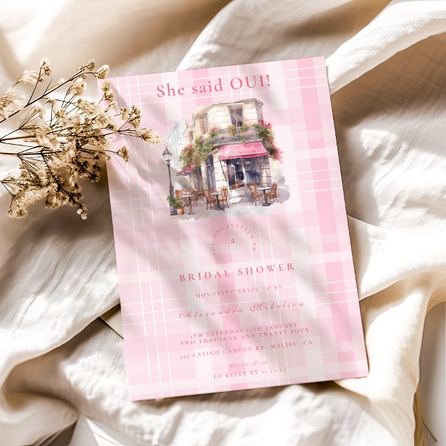Pink French Café Brautparty Einladung (Von Creator hochgeladen)