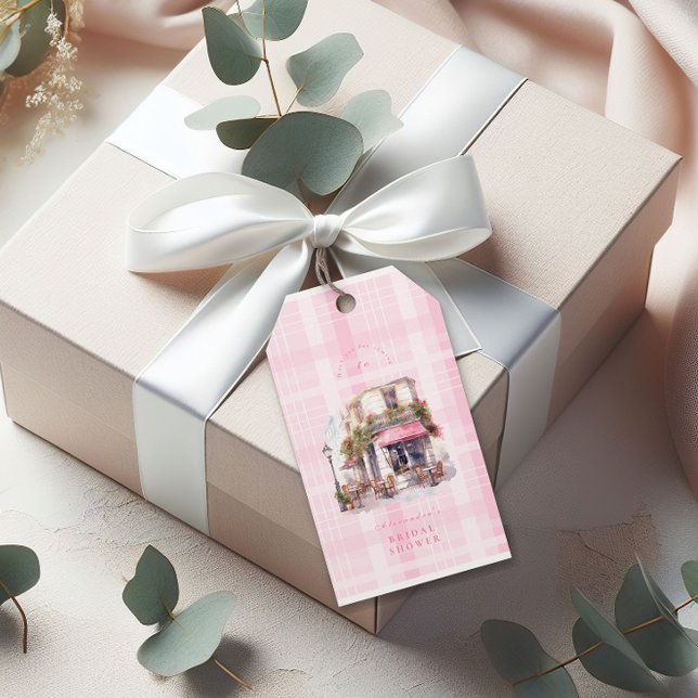 Pink French Café Brautparty Geschenkanhänger (Von Creator hochgeladen)