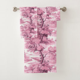 Pink French Country Tree Badhandtuch Set