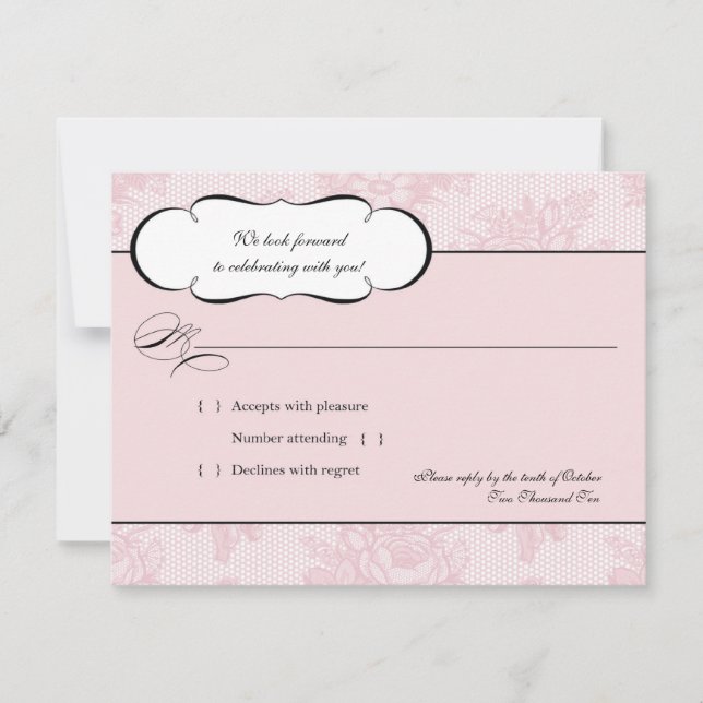 Pink French Lace UAWG Response Card RSVP Karte (Vorderseite)