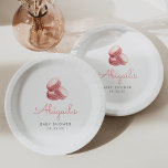 Pink French Macaron Cookies Girls Baby Shower Pappteller<br><div class="desc">These cute baby shower paper plates feature a watercolor image of a stack of three pink French macaron cookies. Add the name of the mother-to-be in whimsical pink handwriting script, along with the date in charcoal gray sans serif font. Ideal for a girl's baby shower.</div>
