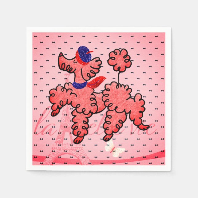 Pink French Poodle Napkins Serviette (Vorderseite)