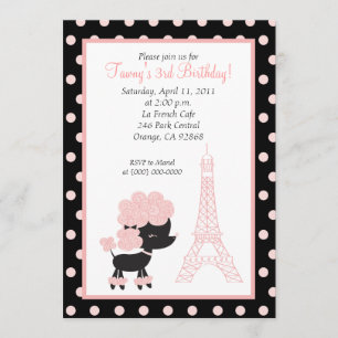 PINK FRENCH POODLE Ooh la 12x18 Birthday Einladung