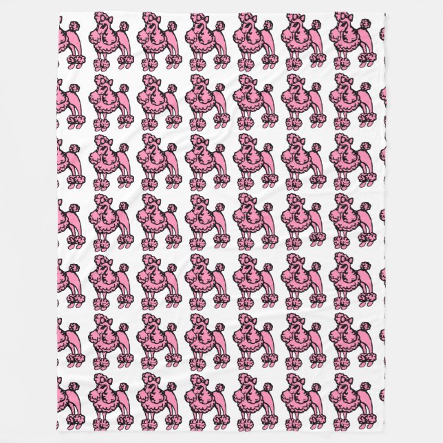 Pink French Poodle Retro Blanket Geschenk Fleecedecke (Vorderseite)