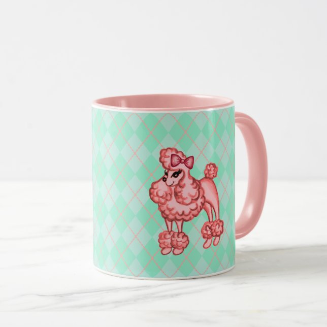 Pink French Poodle Tasse (VorderseiteRechts)