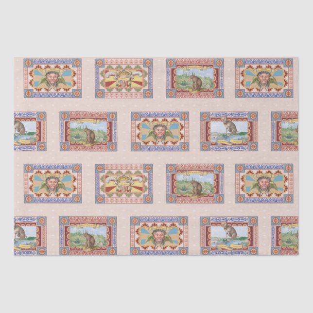 Pink French Quirky Animal Print Polaroï | Blüte Seidenpapier (Vorderseite)