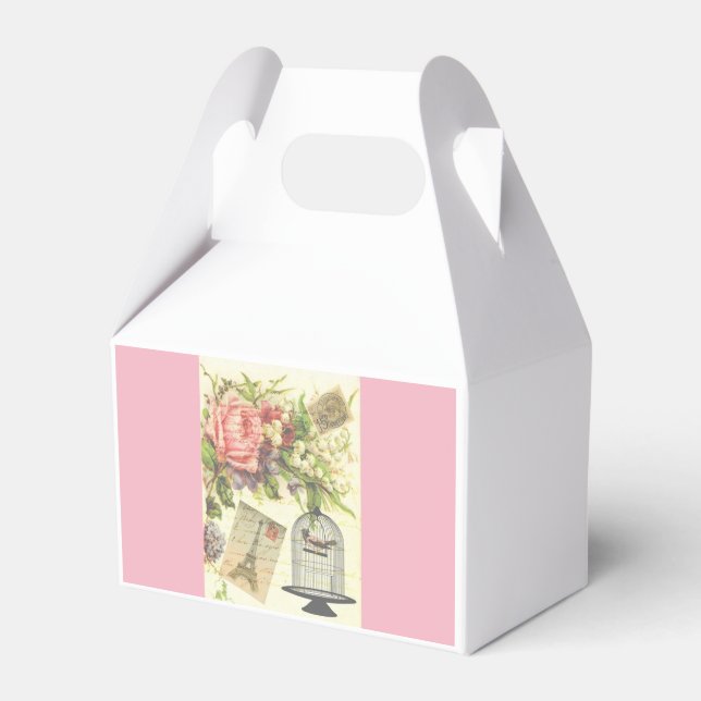 Pink French Theme Vintag Paris Gefallen Box Geschenkschachtel (Vorderseite)