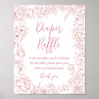 PINK FRENCH TOILE Windeln Raffle Baby Duschzeichen Poster