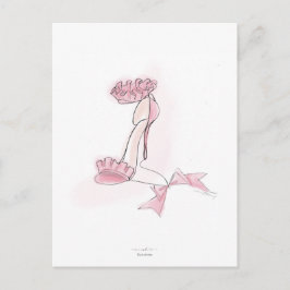Pink Frilled High Heels Illustration Postkarte
