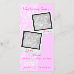 Pink Frilly Lace Twin Foto Announcards Ankündigung