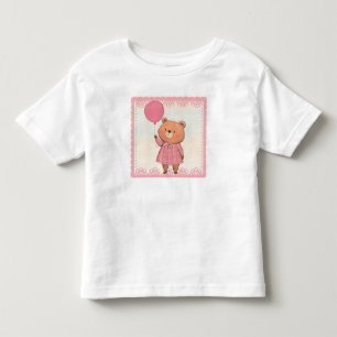 Pink Fringe Dress Bear mit Pink Ballon Kleinkind T-shirt