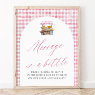 Pink Frisch auf dem Markt Botschaft in einer Flasc Poster