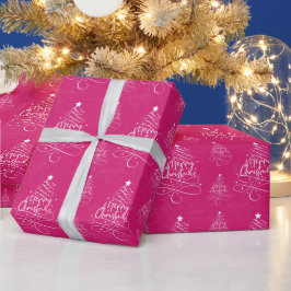 Pink Frohe Weihnachten Geschenkpapier