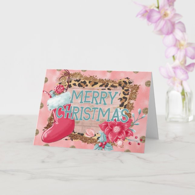 Pink Frohe Weihnachten Karte (Orchidee)