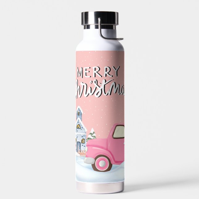 Pink Frohe Weihnachten Trinkflasche (Links)