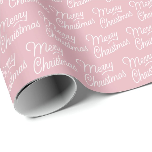 Pink Frohe Weihnachts-Muster Wrapping Papier Geschenkpapier (Rolleneckpunkt)