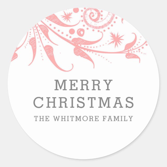 Pink Frost Frost Weihnachten Runder Aufkleber (Vorderseite)