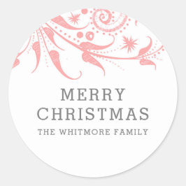 Pink Frost Frost Weihnachten Runder Aufkleber