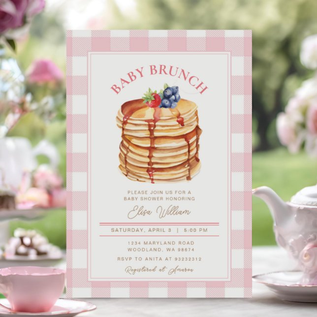 Pink Frucht Pancake Baby Dusche Brunch Einladung (Von Creator hochgeladen)