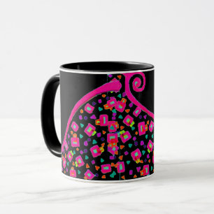 PINK FUCHSIA BLACK ABSTRAKT DEKO MONOGRAM TASSE