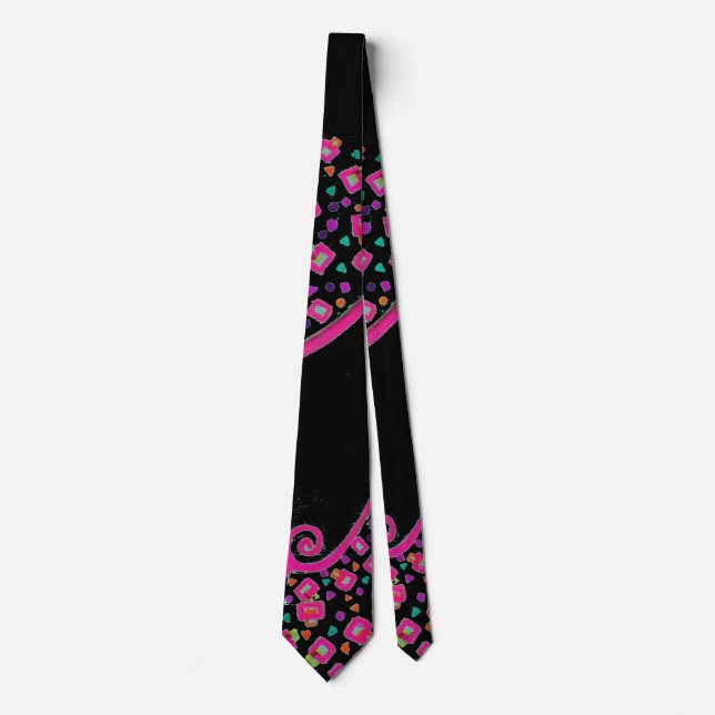 PINK FUCHSIA BLACK ABSTRAKTER DEKO KRAWATTE (Vorderseite)