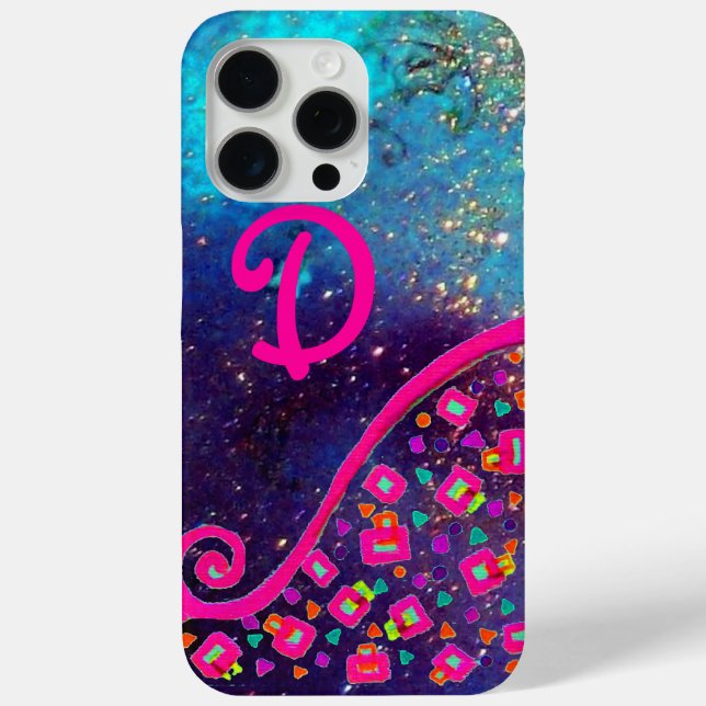 PINK FUCHSIA BLUE ABSTRAKT DEKO MONOGRAM Case-Mate iPhone HÜLLE (Rückseite)