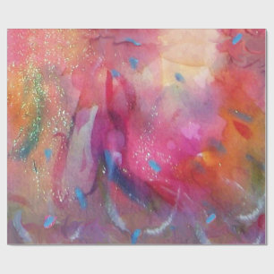 PINK FUCHSIA BLUE ABSTRAKT WATERCOLOR GESCHENKPAPIER