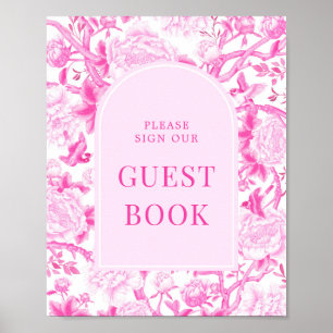 Pink Fuchsia Chinoiserie Porzellan Reisebuch Poster