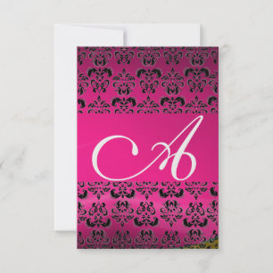PINK FUCHSIA DAMASK GEM MONOGRAM lila uAwg Einladung