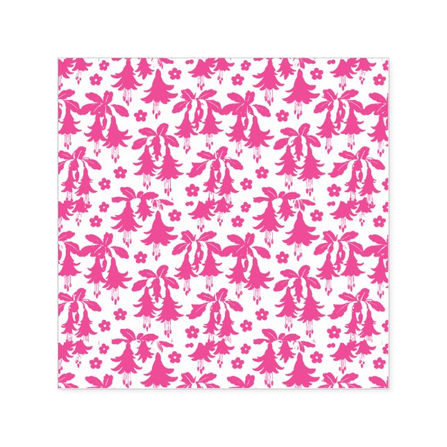 Pink Fuchsia Floral Pattern – Retro Botanical Permastempel (Design)