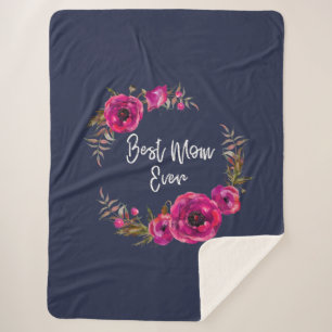 Pink Fuchsia Floral Poppies Wreath Beste Mama je Sherpadecke