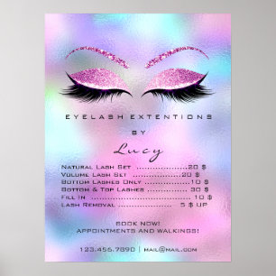 Pink Fuchsia Glitzer Makeup Eyes Lashes Preise Poster