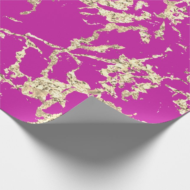 Pink Fuchsia Gold Marmor Schlaganfall Geschenk Ide Geschenkpapier (Ecke)