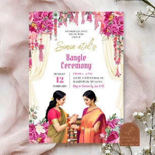 Pink Fuchsia India Bangle Choora Zeremonie Einladung
