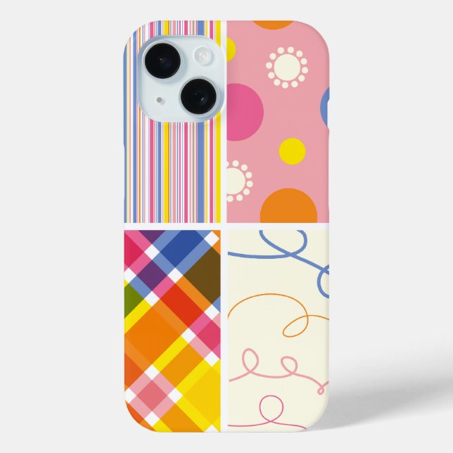 Pink Fuchsia Kariert Stripes Dots Scribbles Muster Case-Mate iPhone Hülle (Rückseite)