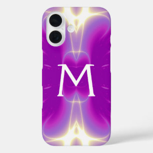 PINK FUCHSIA LILA FRAKTAL LICHTWELLEN MONOGRAM iPhone 16 HÜLLE