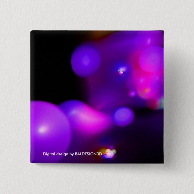 PINK FUCHSIA LILA SCHWARZE FRAKTAL-BUBBBLES BUTTON (Vorderseite)