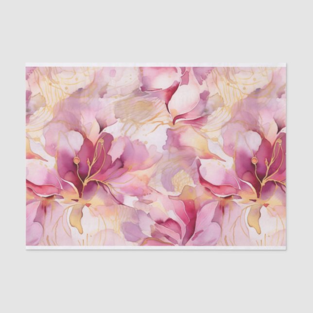 Pink Fuchsia Moderne Abstrakte Lilien Seidenpapier (Vorderseite)