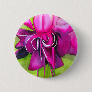 Pink Fuchsia Pop Kunst Aquarell Blume Button