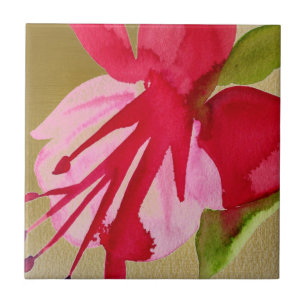 Pink Fuchsia Pop Kunst Aquarell Blume Fliese