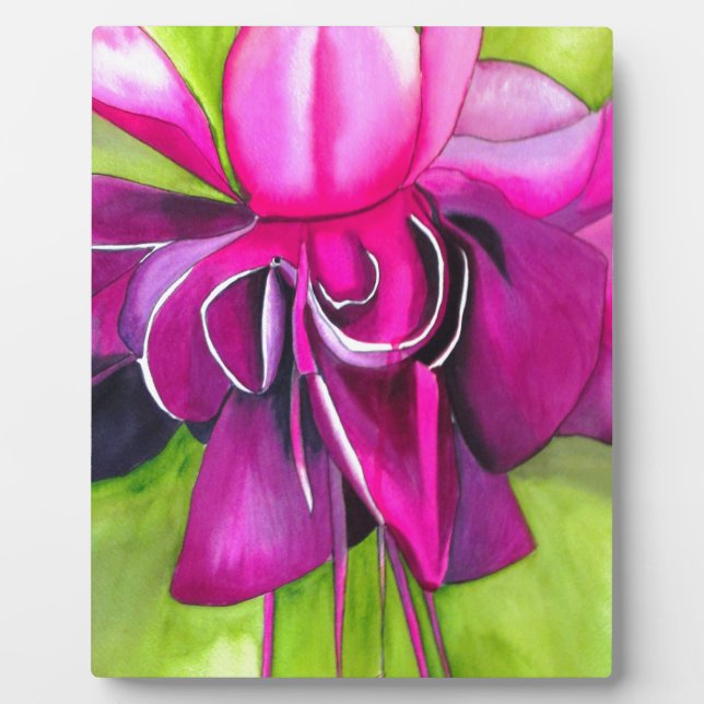 Pink Fuchsia Pop Kunst Aquarell Blume Fotoplatte (Vorderseite)