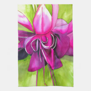 Pink Fuchsia Pop Kunst Aquarell Blume Geschirrtuch