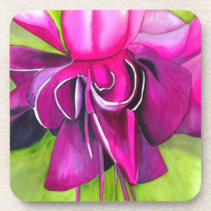 Pink Fuchsia Pop Kunst Aquarell Blume Getränkeuntersetzer