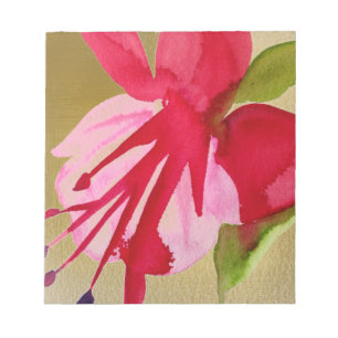 Pink Fuchsia Pop Kunst Aquarell Blume Notizblock
