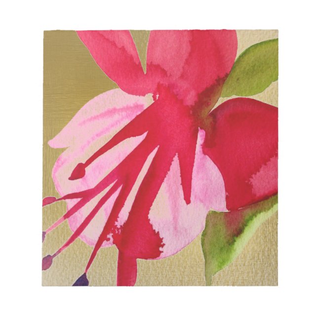 Pink Fuchsia Pop Kunst Aquarell Blume Notizblock (Vorderseite)