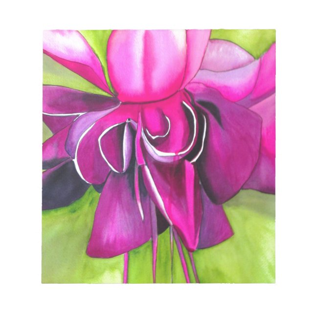 Pink Fuchsia Pop Kunst Aquarell Blume Notizblock (Vorderseite)