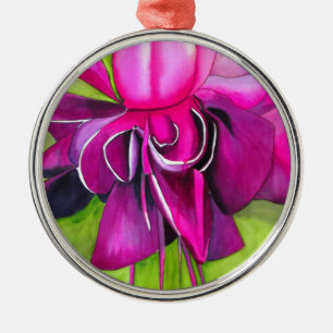 Pink Fuchsia Pop Kunst Aquarell Blume Ornament Aus Metall