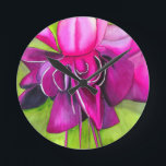 Pink Fuchsia Pop Kunst Aquarell Blume Runde Wanduhr<br><div class="desc">Von einer originalen Aquarellmalerei aus einem hellrosa und lila Fuchsia tropischen Blume in nahem Makro-Stil. Dieses Blumenwerk ist farbenfroh und hell und wird von Pop- und Botanischen Kunstwerken inspiriert.</div>